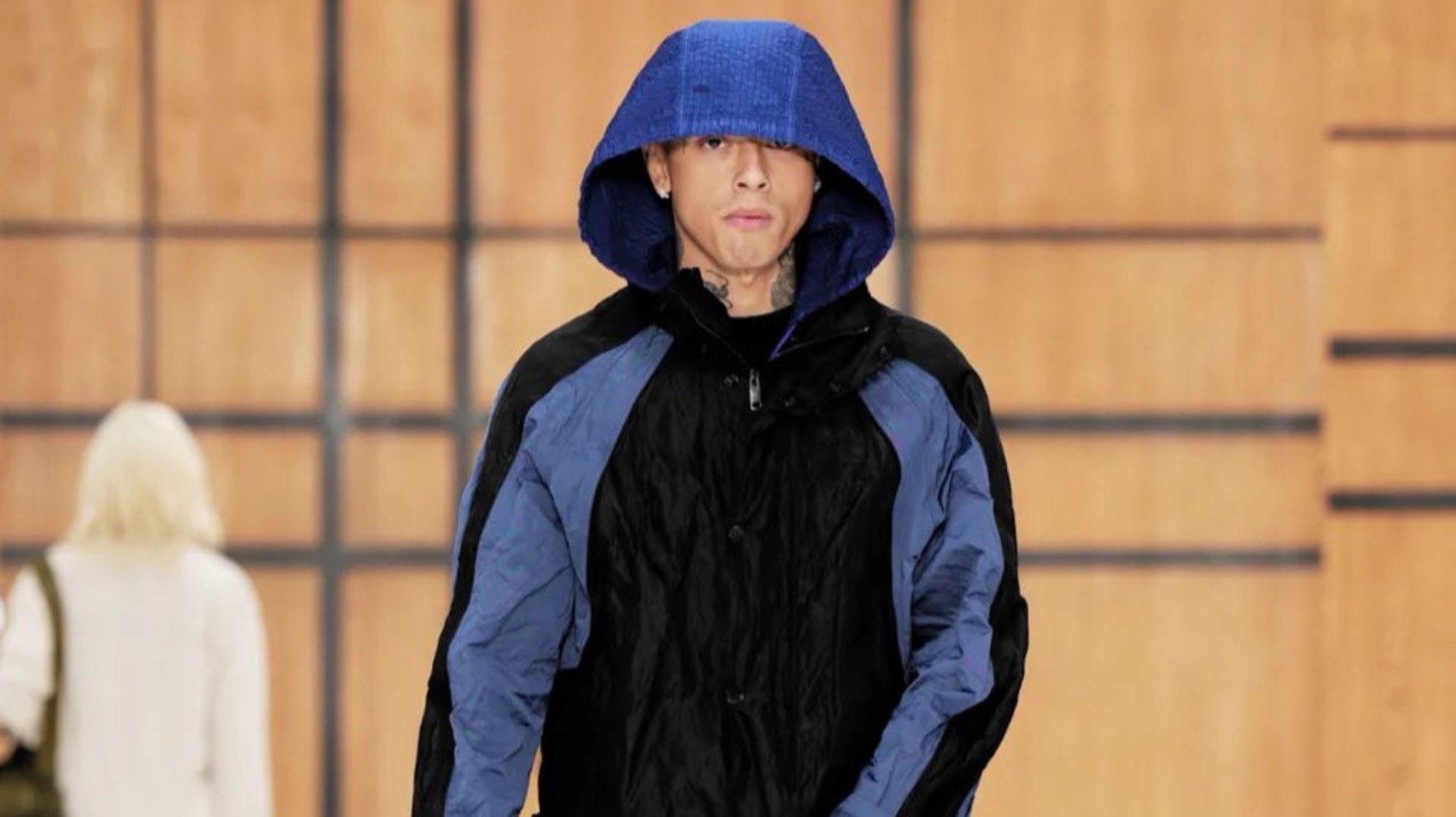 Central Cee walks the runway for Burberry during London Fashion Week